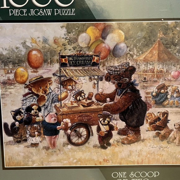 Famous Artist Stewart Sherwood ONE SCOOP OR TWO 1998 Jigsaw Puzzle 1000PC 20x27 - Picture 2 of 5